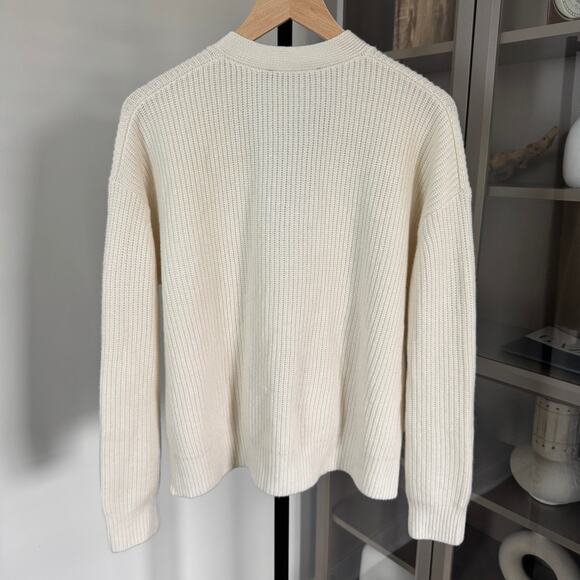 Jenni Kayne Cashmere Cocoon Sweater Small Ivory Rib Knit V-Neck Long Sleeves S - Picture 3 of 6